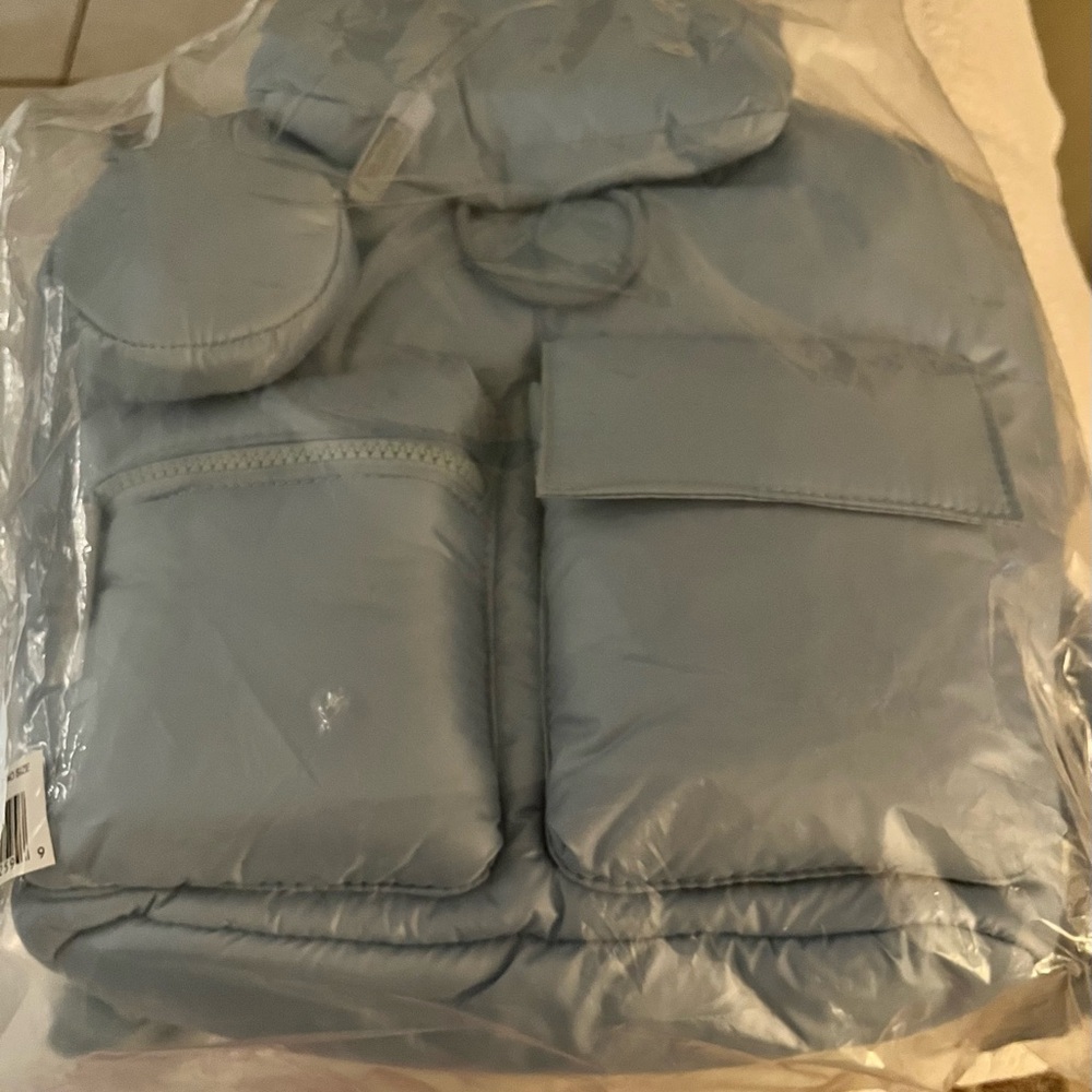 NWT Wildfox Puffy Light Blue Backpack - Picture 2 of 8